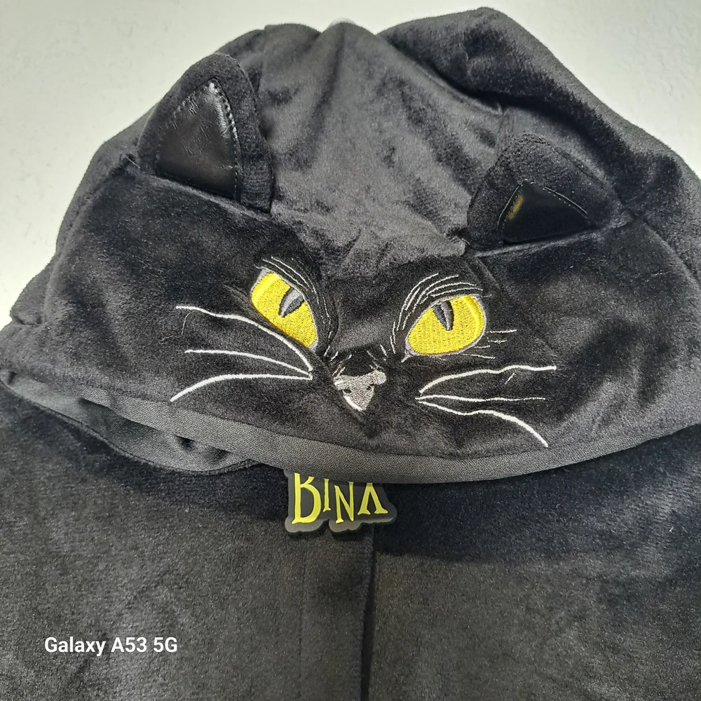 Black Hooded One-Piece Pajama Cat